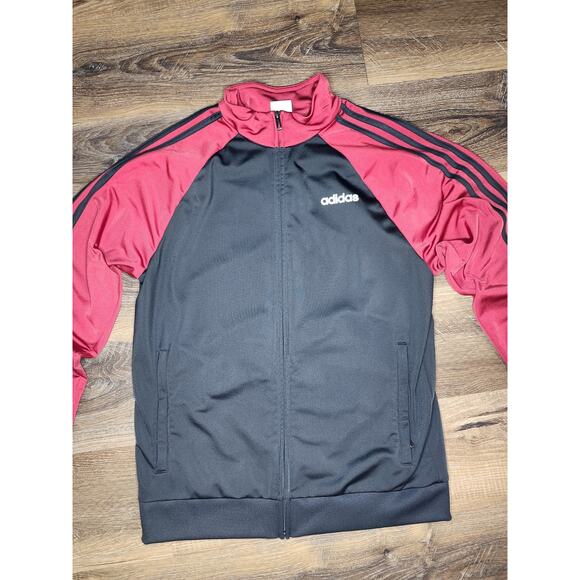 Adidas Track Jacket Medium Black/Red Three Stripe Full Zip AV1008 Clima - Picture 4 of 12